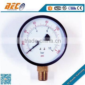 (Y-100A) 100mm comon bottom thread connection bourdon tube structure pointer style reasonable cost capsule pressure gauge