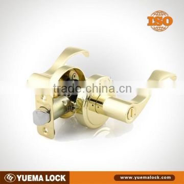 2716 Wave Privacy Lever Lock, Polished Brass