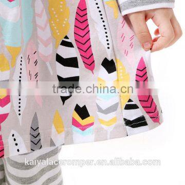 Cheap Baby Clothes Grey & White Striped Top and Ruffle Pants Outfit for Girls photo-5