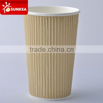 Wholesale round ripple paper cups, Disposable ripple paper cup for hot drinking,coffee paper cup