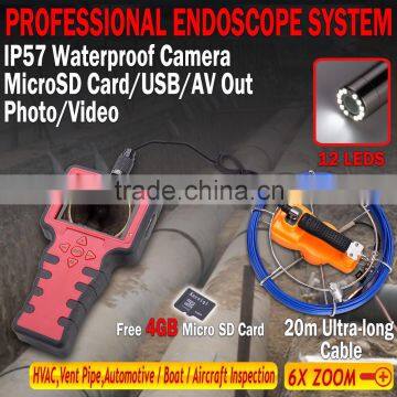 Pro 20m 12 LED Endoscope Borescope Sewer DVR 3.5" Pipe Inspection Camera System photo-2
