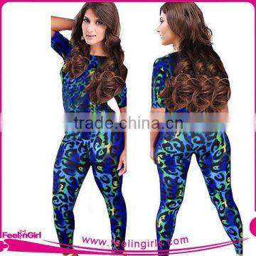 wholesale blue flower bandage women jumpsuit 2014