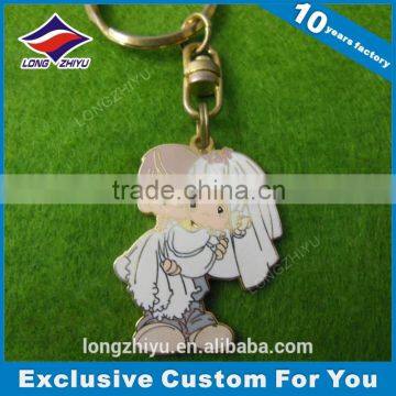 High quality customized soft enamel metal carton wedding keychains