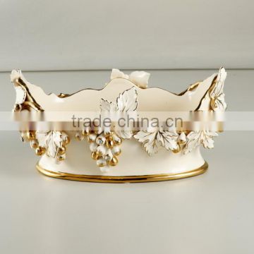 Top quality luxury antique art decorative ceramic fruit bowl vase