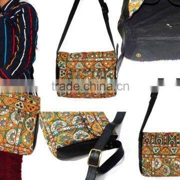 Vintage banjara shoulder bag women leather cross body bag