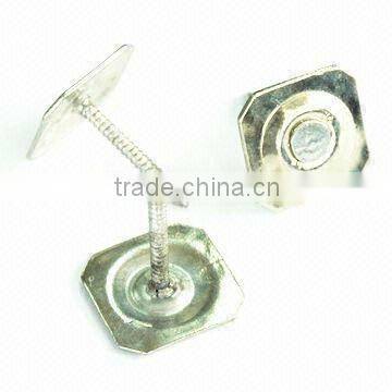 Eg roofing nails with 1" square cap.