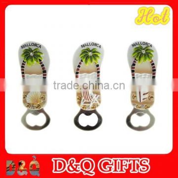 Resin beach slipper bottle opener souvenir with palm tree for europe