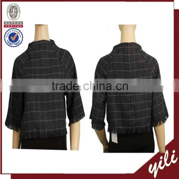 Wholesale manufacturer 2016 S/A high collar long sleeve new design ladies tops images WT151032961