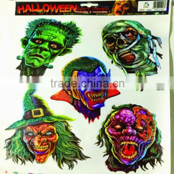 Halloween design non toxic decorative removable fluorescent stickers