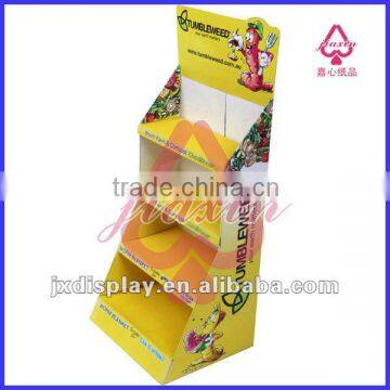 trapezoidal portable 4-tier snack cardboard floor display for promotion