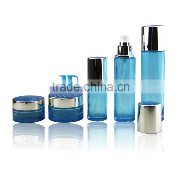 Empty cylinder Cosmetics Lotion glass bottles set cream jars