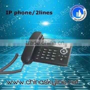 IP PHONE with 2lines support SIP H323 2sip free technical support/cheapest sip phone