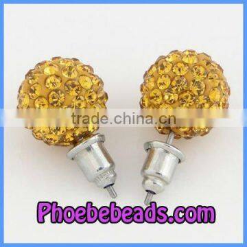 Wholesale 10mm Round Gold Crystal Pave Ball Studs Earrings Hot Fashion Jewelry SCE006