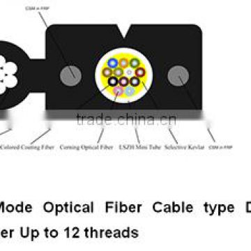 Single mode optical fiber cable type drop with messenger up to 12 threads