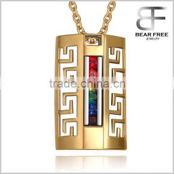 Stainless Steel Gay & Lesbian LGBT Pride Pendant Rainbow Gold Plated Hollowed-out Necklace