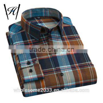 100%cotton denim button down checkered dress shirts men