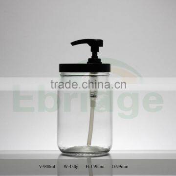 high quality 900ml empty glass drinking mason jar with pump