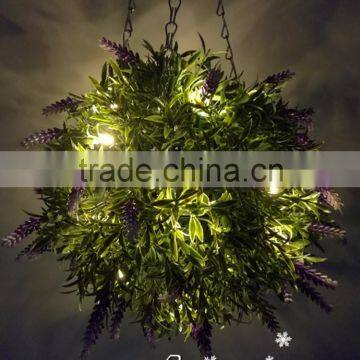 holiday ceiling decoration lighting artificial hanging flower ball boxwood ball with led light for wedding decor