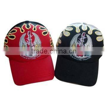 custom design flame embroidery baseball cap