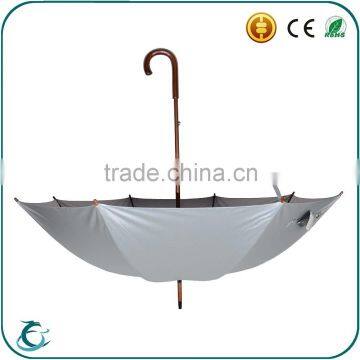 25 Inch 8 Panels Wood Shaft Windproof Staight Gray Rain Umbrella photo-3