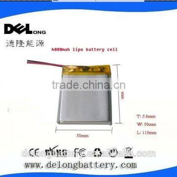 Shenzhen factory OEM/ODM lipo 3.7v 3800/4000mAh lipo cell 5850110 for portable bank battery MID tablet battery