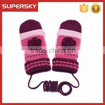 V-387 Handmade cute winter hand warmer mitten gloves with flower winter mitten arm warmer