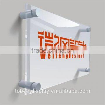 wholesale cusotm silk print white acrylic sign holders wall mount shenzhen factory