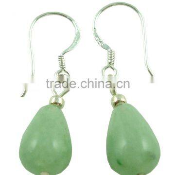 Fashion earring, Silver earring, Stone earring, Aventurine green earring