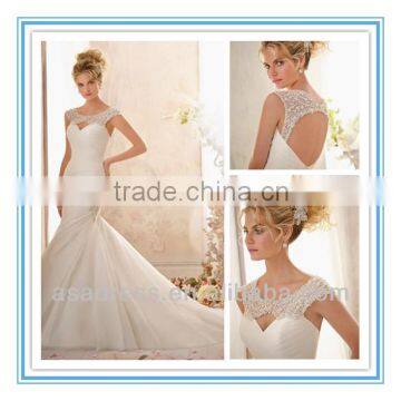 2014 New Fashion Elaborately beaded Yoke on Organza Sexy Beach Wedding Dresses (WDBG-2612)