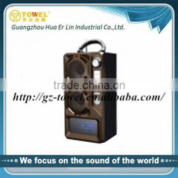 china new product mini handy/outdooor speaker with usb/sd/fm/remote control/led light.