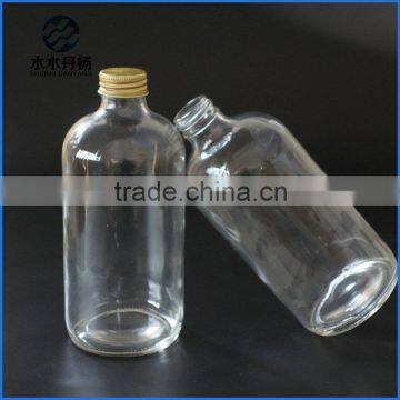 500ml 16oz Clear Boston Round Glass Bottle Pharmaceutical Clear Boston Bottle With Gold Screw Cap Quality Choice photo-3