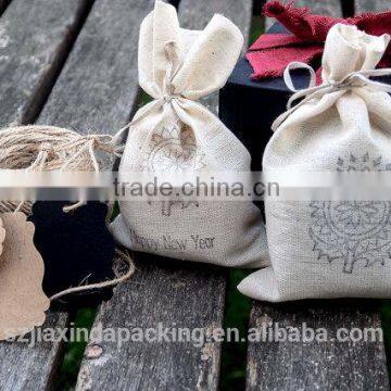 Natural Cotton Drawstring Pouch With Paper Tag