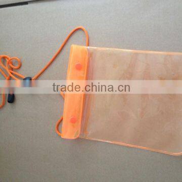 2014 Summer 100% Waterproof PVC Clear Pouch Cases with Neck-strap for iphone 5s