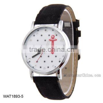 2016 Personalized Anchor Navy Blue Jean Wristwatch Canvas Wrist Watch photo-5