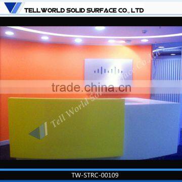 2015 Custom modern solid surface semi circle reception desk information desk