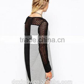 Elements Stripe Fashion Women Tunic With Lace Contrast photo-4