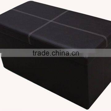 Very strong!Black PVC Leather foldable storage bench