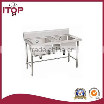 stainless steel square bench of double bowl kitchen sink