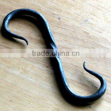 Handmade Forged Iron S Hook With a Twist for Reenactment