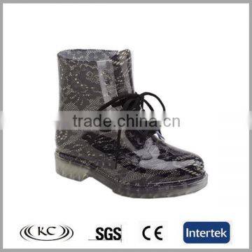 high quality china black ankle pvc transparent boots