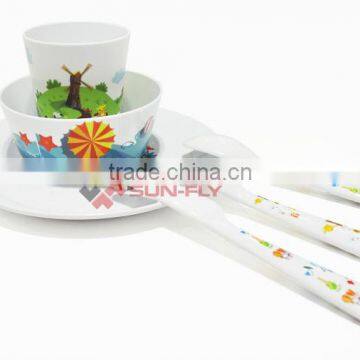 New Wholesale Bpa Free Plastic Custom Printed 6PCS/SET Kids Dinnerware Sets photo-3