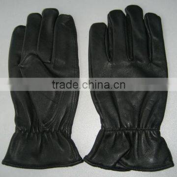 Black Goatskin Fully Lining Driver Glove PU Binding Cuff