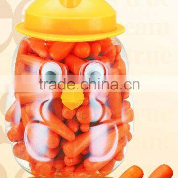 Carrot bubble gum in chick shaped jar(confectionery fruit chewing gum)