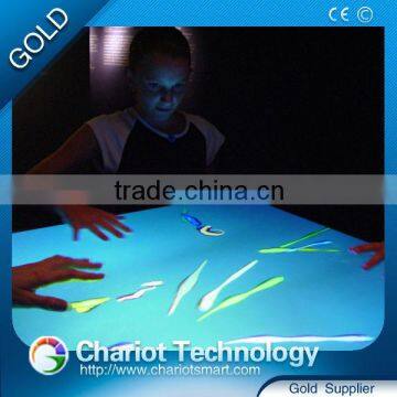 Easy installation of bar interactive top projection with Coloured ribbon effect
