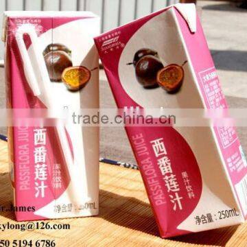 250ml aseptic carton with straw