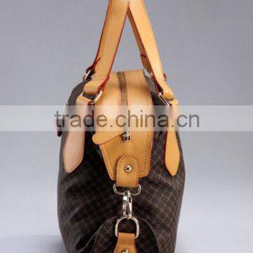 PVC Triped Material Top Zip Satchel Tote Bag Luxuries Detail Handbag photo-4