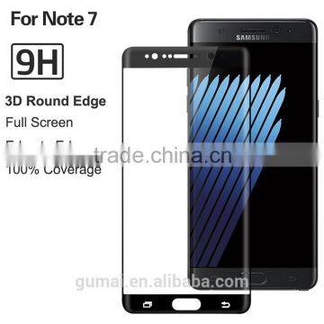 For Mobile Phone Samsung galaxy note 7 3D Full Cover Tempered glass screen protector / glass screen guard for Note7