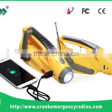 Hand crank dynamo led flashlight with phone cherge for camping