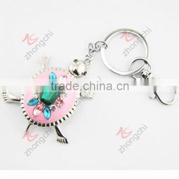 Metal stones turtle key chain