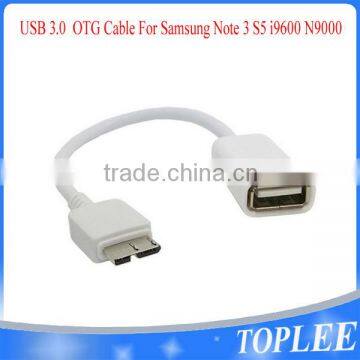 Wholesale OTG Cable USB 3.0 White OTG Host Flash Disk Cable For Samsung Note 3 S5 i9600 N9000